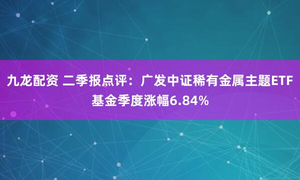 九龙配资 二季报点评：广发中证稀有金属主题ETF基金季度涨幅6.84%