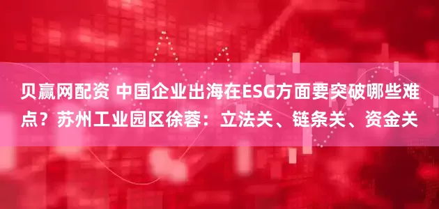 贝赢网配资 中国企业出海在ESG方面要突破哪些难点？苏州工业园区徐蓉：立法关、链条关、资金关